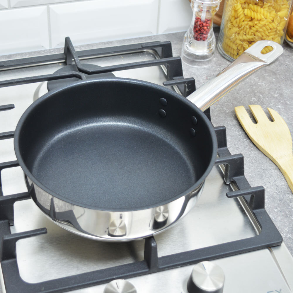 Сковорода 20см Общепит без крышки глубокая, индукция ТРС 3,5мм, покрытие Xylan