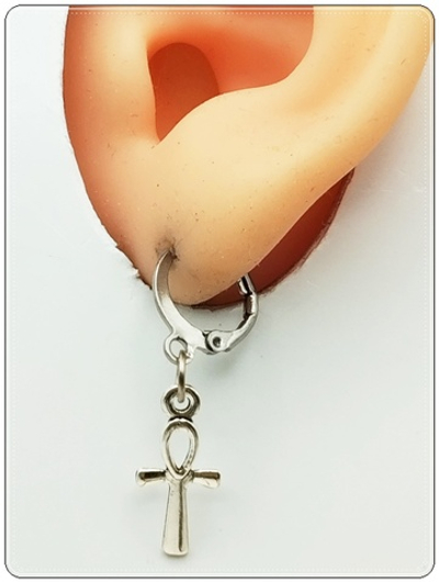 Серьгикольца "Крест Египетский Анкх" серебристые