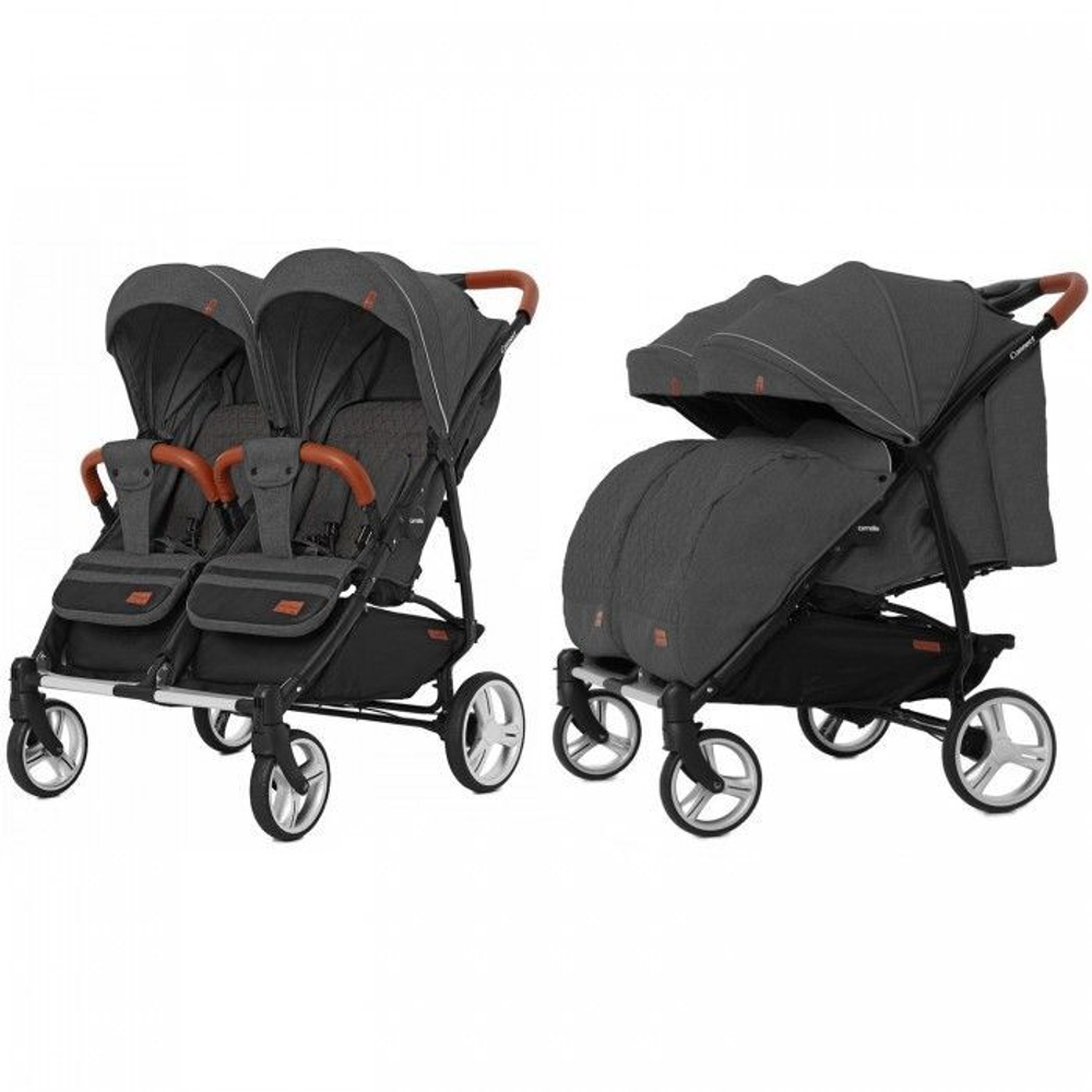 Прогулочная коляска для двойни Carrello Connect CRL-5502, Serious Black