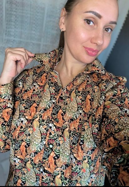 ЛИСЫ, ЗАЙЦЫ, ПАВЛИНЫ В СТИЛЕ У. МОРРИСА , 100% хлопок Handmade Fabrics 7