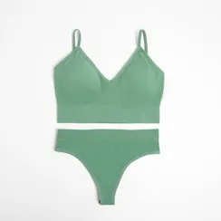 Комплект женский (топ, трусы) цвет зеленый, р-р 42-44