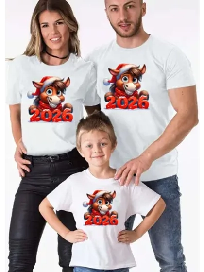 Футболка новогодняя с лошадкой 2026