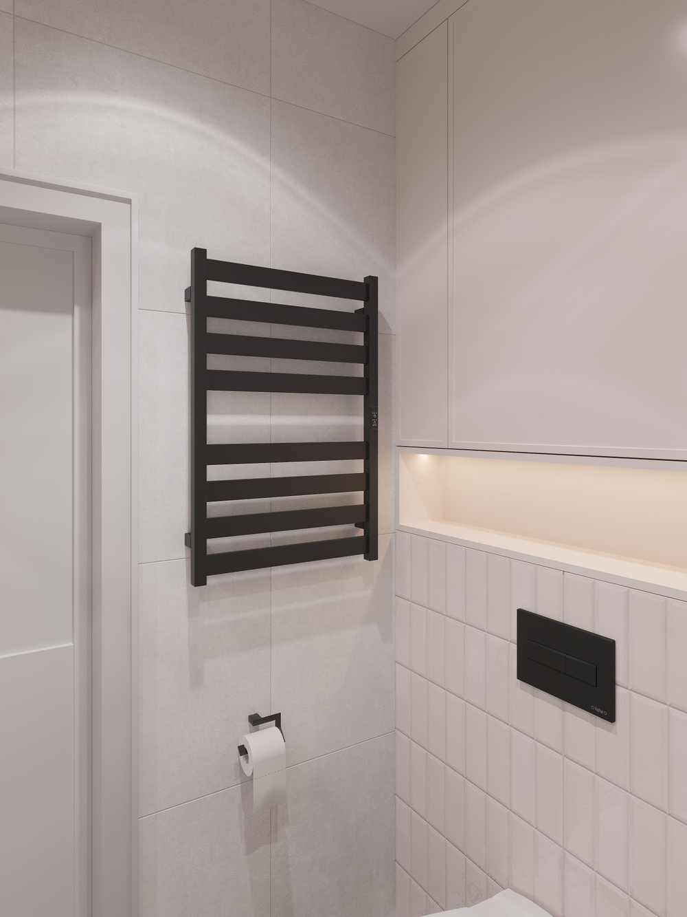 Полотенцесушитель электрический EWRIKA Пенелопа G 80x55 см, подключение справа, слева, матовый черный, лесенка, из стали