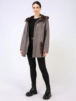 Дубленка зимняя двухсторонняя шуба с капюшоном