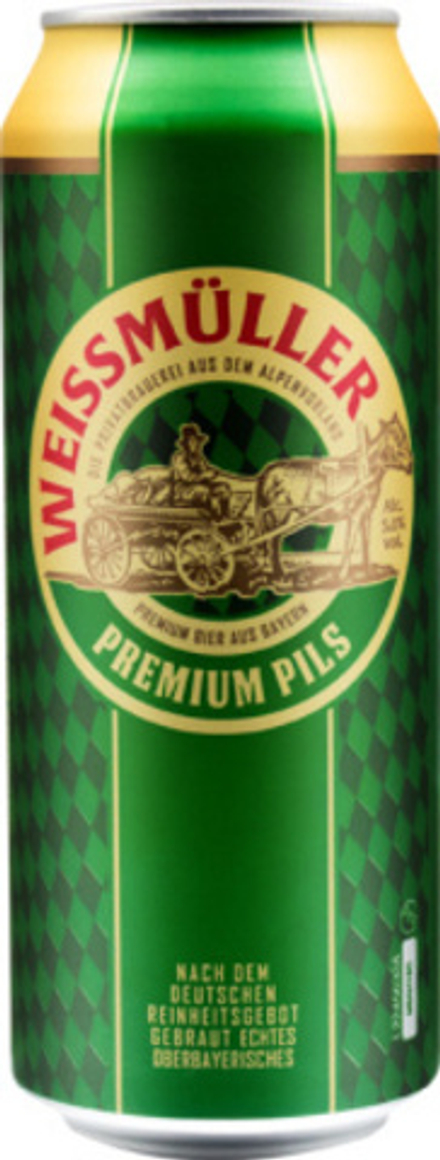 Пиво Вайсмюллер Премиум Пилз / Weissmuller Premium Pils 0.5 - банка