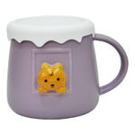 Керамическая кружка с крышкой, зеленый/фиолетовый, 400 мл