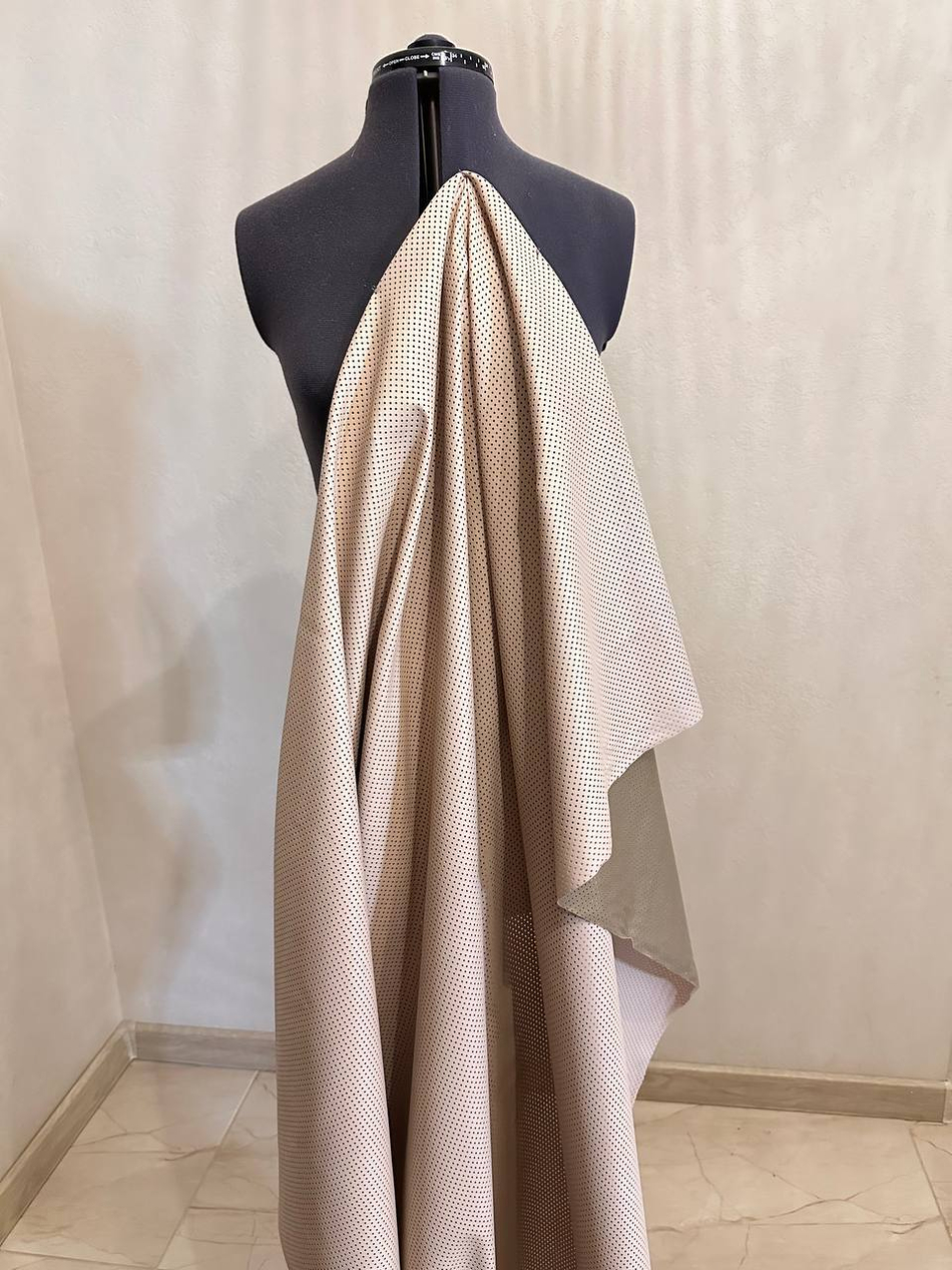 Перфорированная эко-кожа (100%полиуретан/основа полиэстер, Пудровый ренессанс, 145, 210 гр/м2)