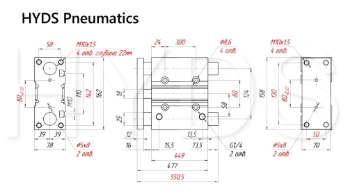 MGPM63TF-400Z Пневмоцилиндр