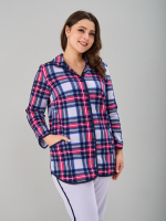 Пижама с брюками КБ-002/клеткасерая-малина