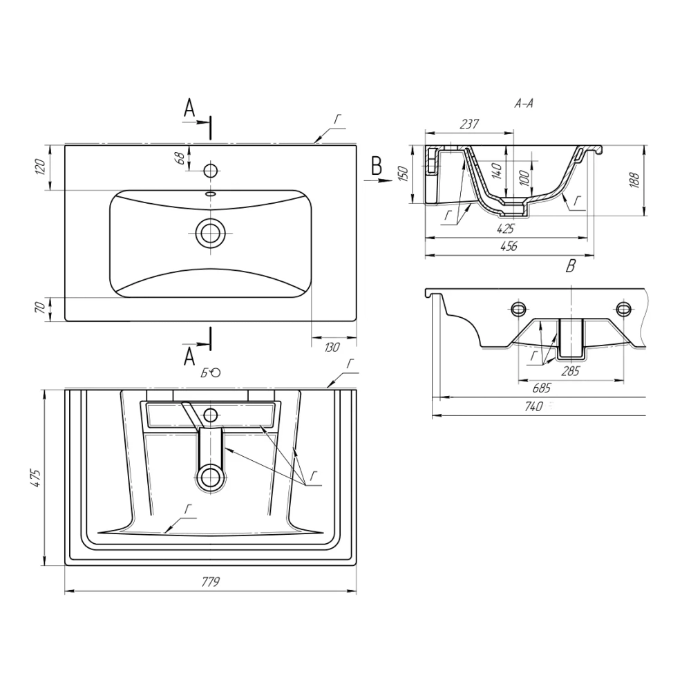 Тумба подвесная Caprigo Modo Prima 80 белая + раковина