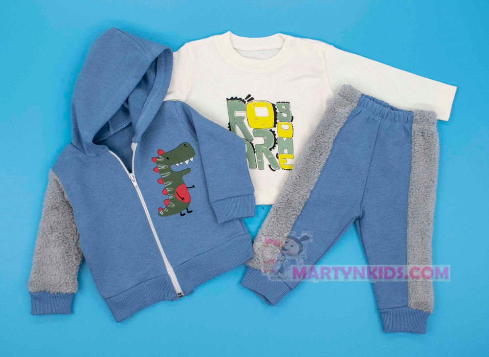 теплый костюм-тройка Крокодильчик начес 4811