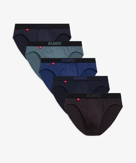 Трусы (5шт) мужские слипы спорт ATLANTIC, 5SMP-004, графит + аквамарин + темно-голубой + темно-синий + эспрессо