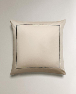 ZARA HOME НАВОЛОЧКА ИЗ САТИНА С ОКАНТОВКОЙ, СЕРЫЙ