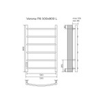 Полотенцесушитель электрический AZARIO VERONA 500/800 6 секций, диммер слева, белый  145391