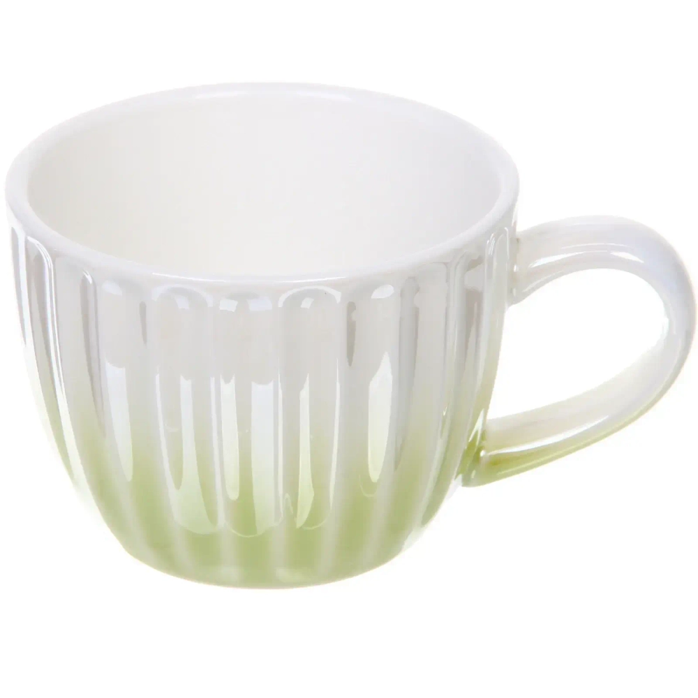 Чайная пара «Жемчужный блеск» (кружка 180мл, блюдце, ложка) салатовый