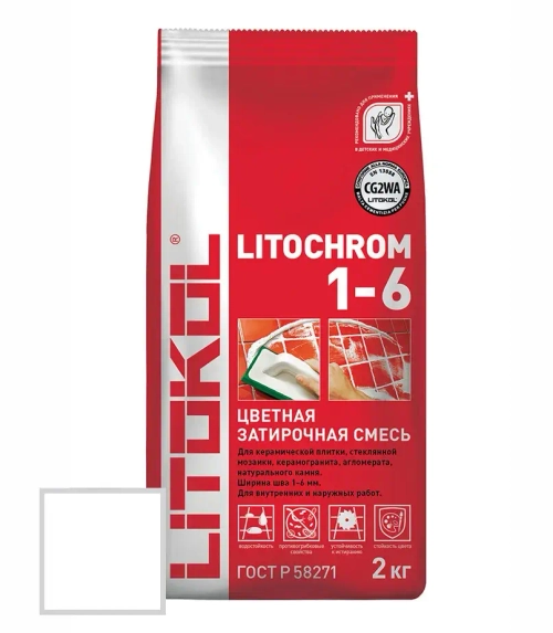 Затирка цементная Litokol Litochrom 1-6 C.00 белая