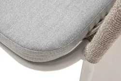 "Марсель" стул плетеный из роупа, каркас алюминий светло-серый (RAL7035) муар, роуп серый меланж круглый, ткань светло-серая