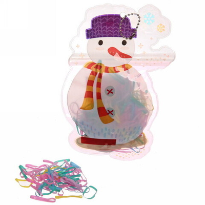 Резинки для волос силиконовые «Новый Год- Снеговик», цвет микс, 250шт, 17,5*11 см