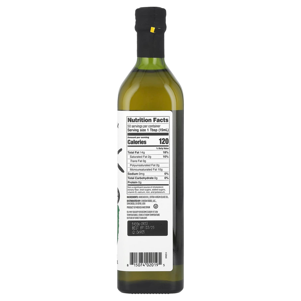 Chosen Foods, Масло авокадо и оливковое масло холодного отжима, 750 мл (25,4 жидк. унц.)