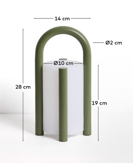 Портативная настольная лампа Leros из полиэтилена и стали зеленого цвета