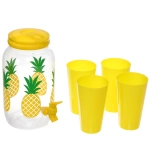 Кувшин пластиковый 3,8л «Лето» в наборе с 4-мя стаканами 650мл