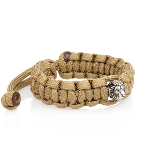 Браслет с шармом Лев из мельхиора - армейский паракорд, вид 2