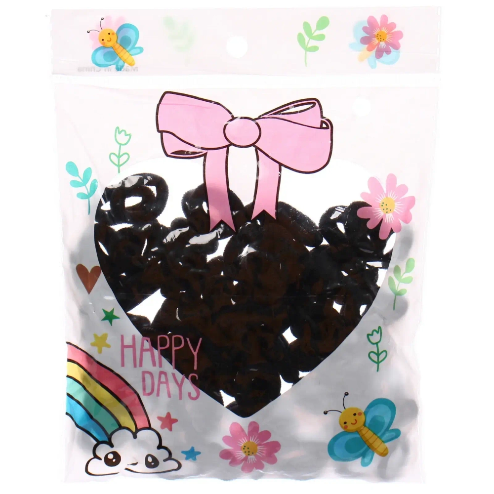 Резинки для волос 80шт «МИНДАЛЬ», цвет черный, d-2см