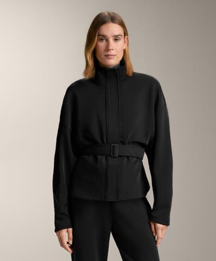 Oysho Длинная куртка с поясом из модала с начесом, черный