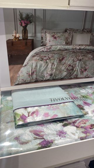 Постельное белье TIVOLYO HOME Melanio зеленый жатка