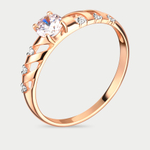 Помолвочное кольцо из розового золота 585 пробы с фианитами для женщин (арт. 70231100)
