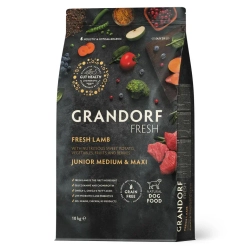 Grandorf fresh dog junior lamb&sweet potato сухой беззерновой корм с живыми пробиотиками для юниоров и беременных собак с ягненком и бататом - 10 кг