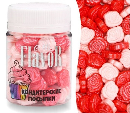 Посыпка Mr.FlavoR "Розы перламутровые красно-розовые", 50 гр