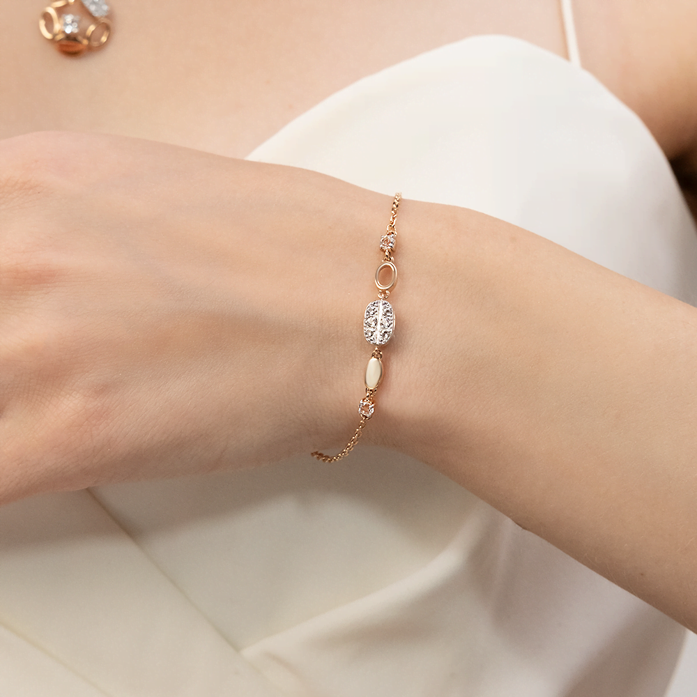 Браслет из комбинированного золота с натуральными топазами white