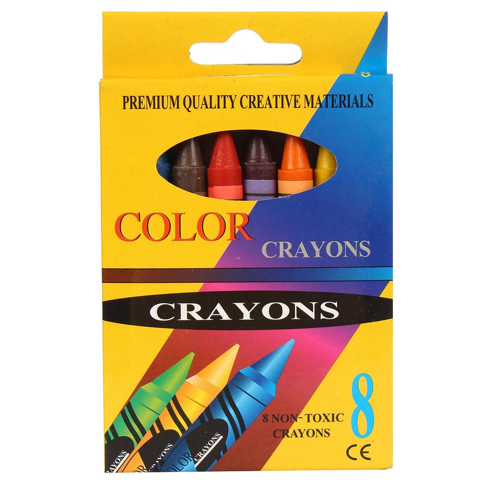 Мелки восковые, 8 цветов, круглые, картонная коробка с подвесом, С-30710