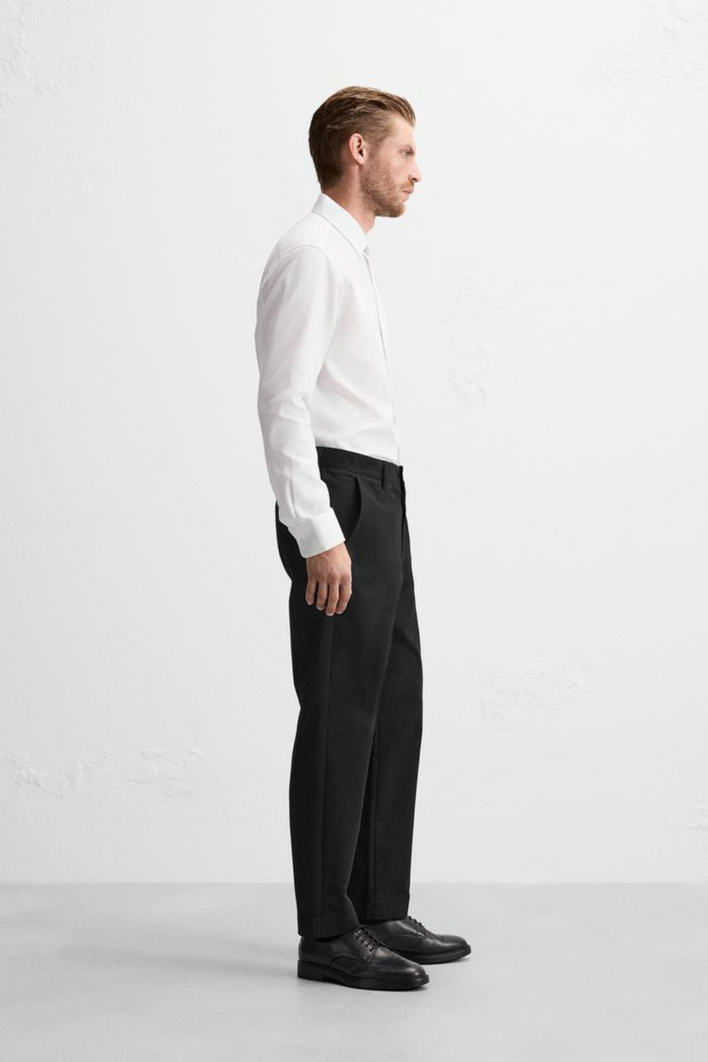 ZARA РУБАШКА ИЗ РЕЛЬЕФНОЙ ТКАНИ EASY CARE, БЕЛЫЙ