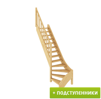 Лестница на второй этаж ЛС-07м/1 Левая с подступенками под покраску