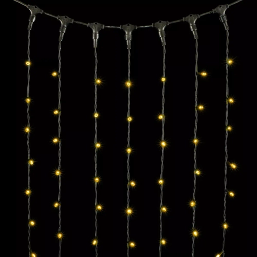 Светодиодный занавес Sealed с супер-мерцанием 2*3 м., 220V., 600 теплых белых LED ламп, черный каучук, Beauty Led (LL602ABL-1-2WW)