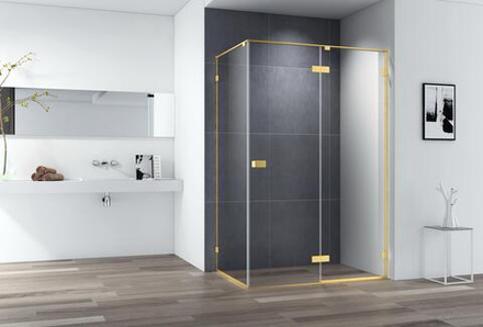Душевой уголок Cezares BELLAGIO-AH-1-140/100-C-BORO, профиль брашированное золото