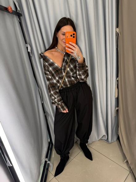 Рубашка в клетку коричневая