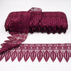 Кружево вязаное "Лист" 10 см бордо