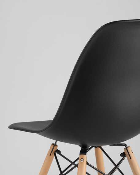 Eames Style DSW черный пластик, стальной каркас, натуральный массив бука