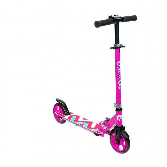 Складной двухколёсный самокат со светящимися колёсами и платформой Micar Flash 145 розовый