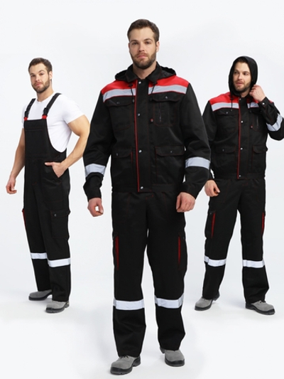 Костюм Нейч-2 СОП с капюшоном (тк.Смесовая,210) п/к, черный/красный