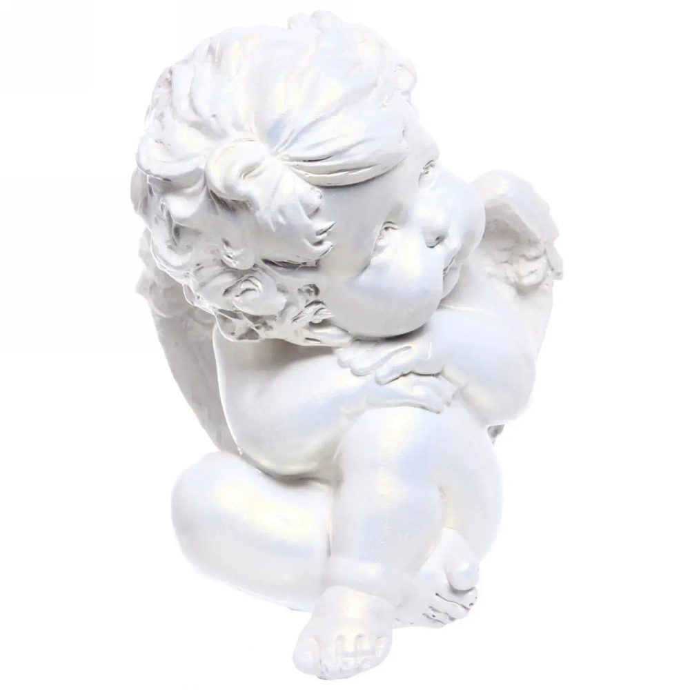 Статуэтка из гипса «Ангел задумчивый» 16см перламутр