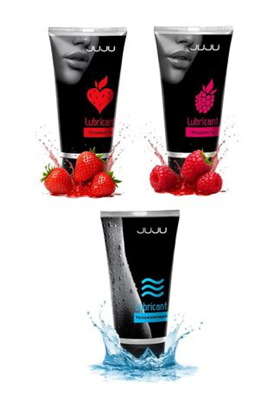 Набор из 3 лубрикантов JUJU (увлажняющий, клубника, малина)
