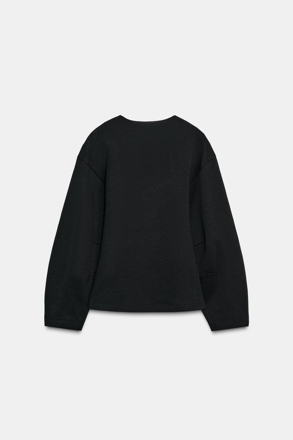 ZARA ТОП ИЗ ИНТЕРЛОКА СО СКЛАДКАМИ, ЧЕРНЫЙ