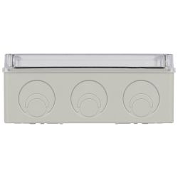 Распаячная коробка ЭРА KORvpk-240-195-90 ОП серая 240х195х90мм прозрачная крышка на винтах d25-3шт d32-2шт IP55