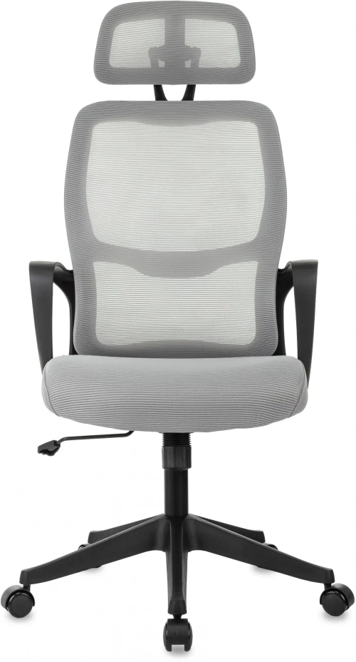 Кресло руководителя Бюрократ Wise серый сетка/ткань с подголов. крестов. пластик