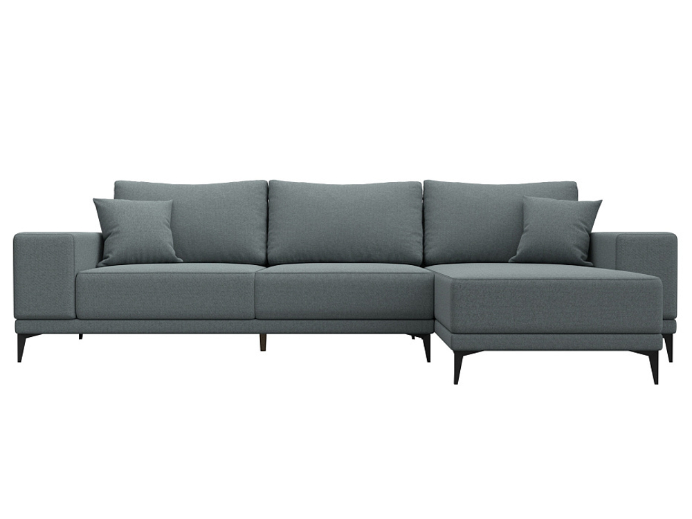 Диван угловой Льюес правый, Амур 07 серый, Рогожка, 124724