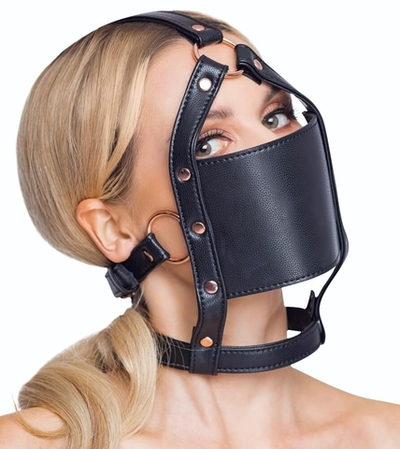 Черный намордник с кляпом-шаром Head Harness With A Gag (Цвет: черный)